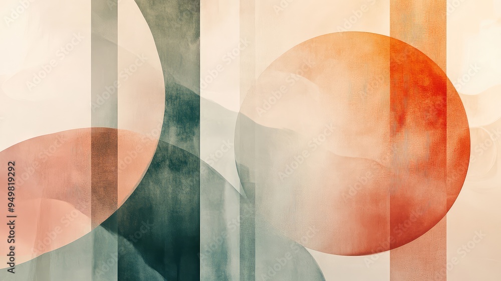 Poster soft, ephemeral geometric designs with translucent elements, blending seamlessly into a calm and min
