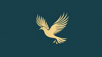 Obraz premium Abstract flying dove logo. Elegant silhouette design in flat style. Vector illustration for logo, icon, symbol, emblem, template design.