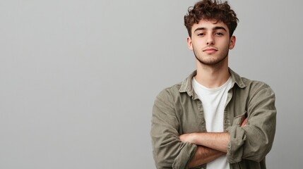 Obraz premium Young person on gray