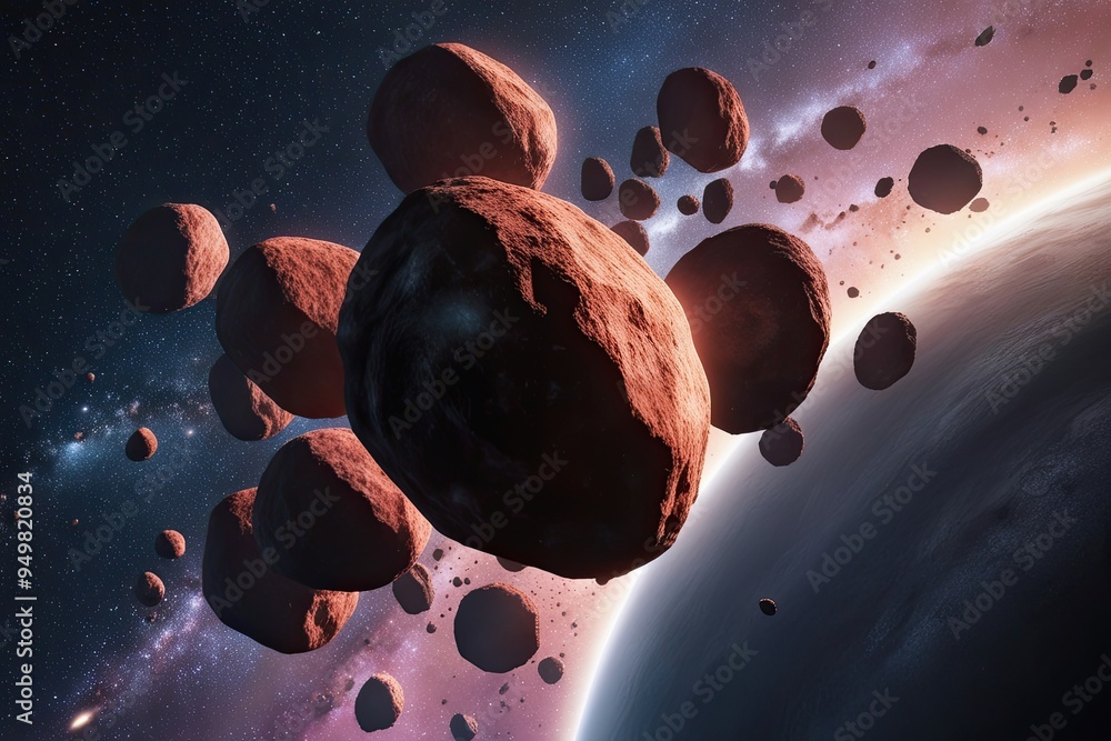Poster galactic boulders swarm of asteroid clusters soaring through the solar system