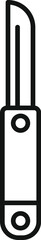 Fototapeta premium Simple line icon of a steel peeler with a wooden handle, ideal for minimalist cooking designs