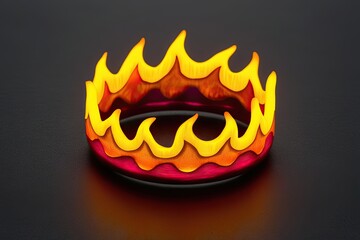 Fototapeta premium Vibrant Fire Ring with Yellow Orange and Ruby Flames on Black Background