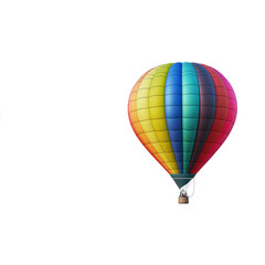AI-Generated Image of a Hot Air Balloon with Colorful Stripes, Gracefully Floating Against White Background