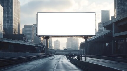 Futuristic Cityscape with Blank Billboard