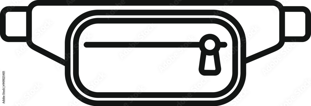 Poster simple line icon of a waist bag, highlighting its functionality and convenience for carrying persona