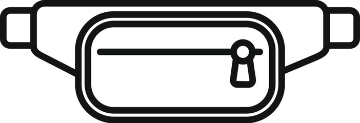 Simple line icon of a waist bag, highlighting its functionality and convenience for carrying personal items