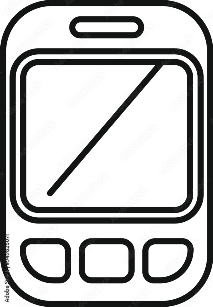 Poster smartphone with buttons showing blank screen display icon in outline style isolated on white backgro