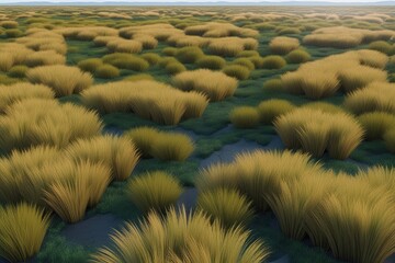 Fototapeta premium Comprehensive Overview of Charming Pampas Grass Ecosystem in Top-Down 3D Render