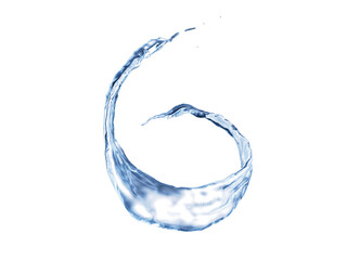 Splashing water flows in a spiral. Twisted water splash.