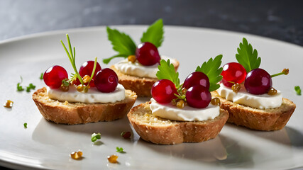 Pickled Cranberries & Goat Cheese Crostini