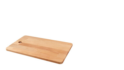 Closeup of wooden cutting board on copy-space background.