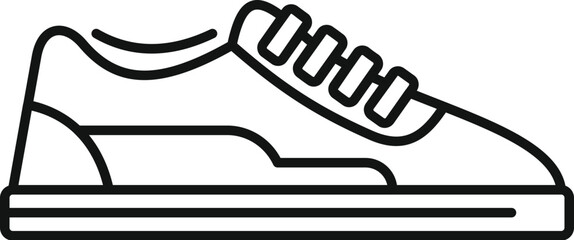 This minimalist line art icon depicts a sneaker viewed from the side, emphasizing its sleek and modern design