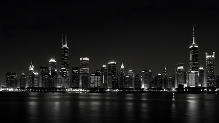 Obraz premium Whimsical Illustration of a City Skyline at Dusk