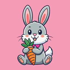 Obraz premium Cute Rabbit eating Carrot vector illustration 