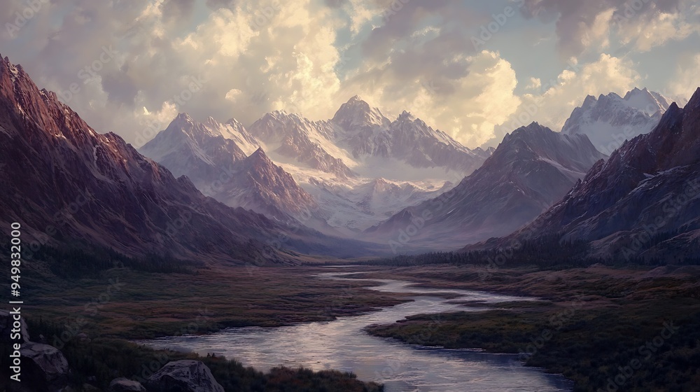 Wall mural Majestic Mountain Valley Landscape