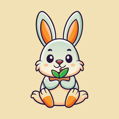 Obraz premium Cute Rabbit eating Carrot vector illustration 