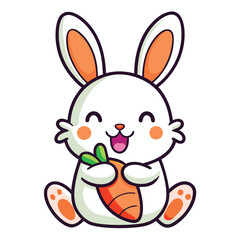 Obraz premium Cute Rabbit eating Carrot vector illustration 