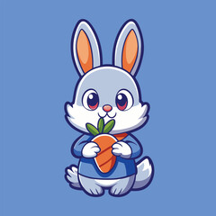 Obraz premium Cute Rabbit eating Carrot vector illustration 