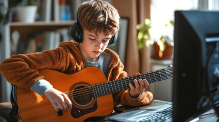 Obraz premium boy playing guitar