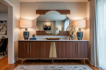 Modern Wooden Cabinet with Stylish Accents in Elegant Room Decor