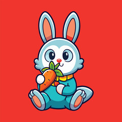Obraz premium Cute Rabbit eating Carrot vector illustration 