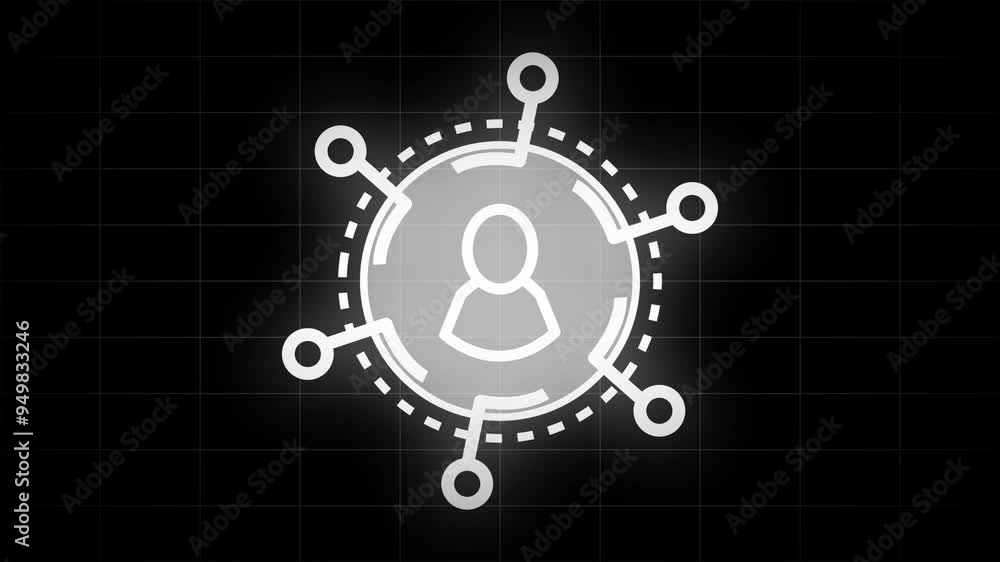 Poster networking topology animation. line icon animation on transparent background, glow white color loopi