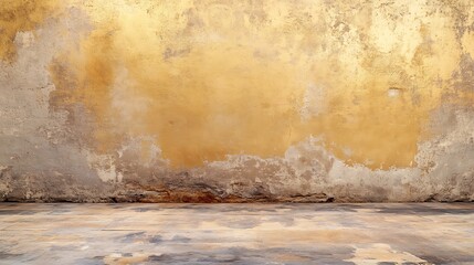 Golden Wall and Wooden Floor
