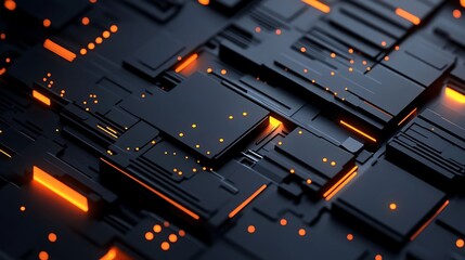 Abstract Background with Glowing Orange Lines