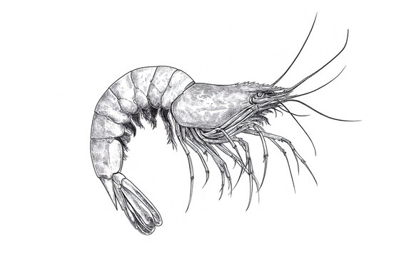 recommend clip art: Seafood, shrimp prawn. Vintage retro print, black white seafood shrimp prawn sketch ink pencil style drawing, linear drawing, engrave old school. Sketch artwork shrimp prawn, seafood. Illustration