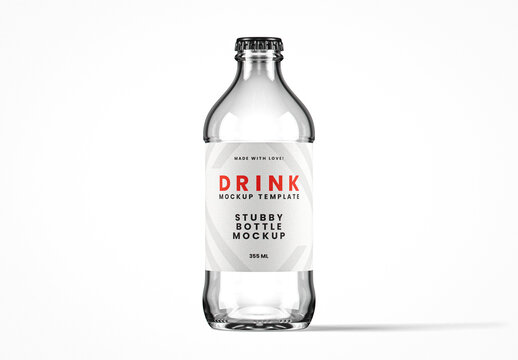 Clear Glass Stubby Bottle Mockup