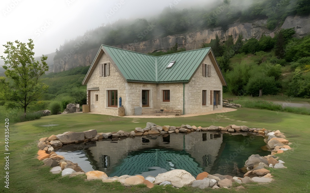 Wall mural house in the mountains