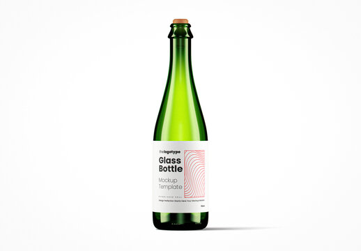 Green Glass Commander Style Glass Bottle Mockup