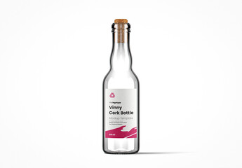 Clear Glass Vinny Cork Bottle Mockup