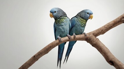 Obraz premium Pair of blue parakeets, white background
