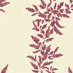 Vintage tapestry amaranth vine border on vintage beige fabric background, seamless repeating pattern, textile print style, minimal, tapestry design, seamless amaranth vine border, home decor, textiles