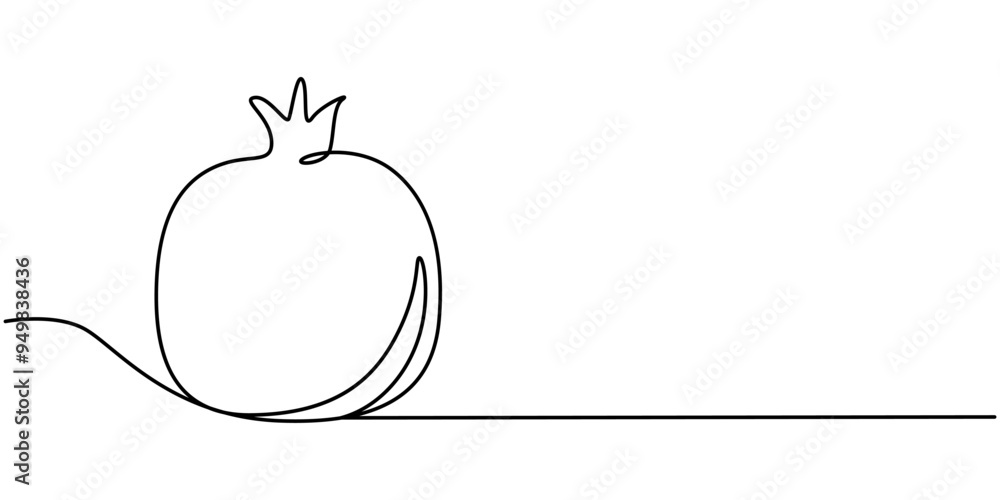 Aufkleber pomegranate in continuous single one line drawing. one line drawing of fruit. happy shana tova fruit