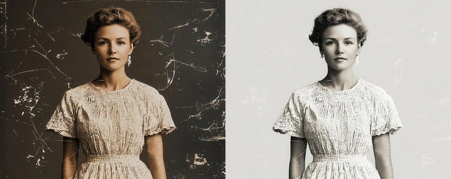 Smart image processing tool enhancing and restoring old photos, removing scratches and improving details, image processing, photo restoration