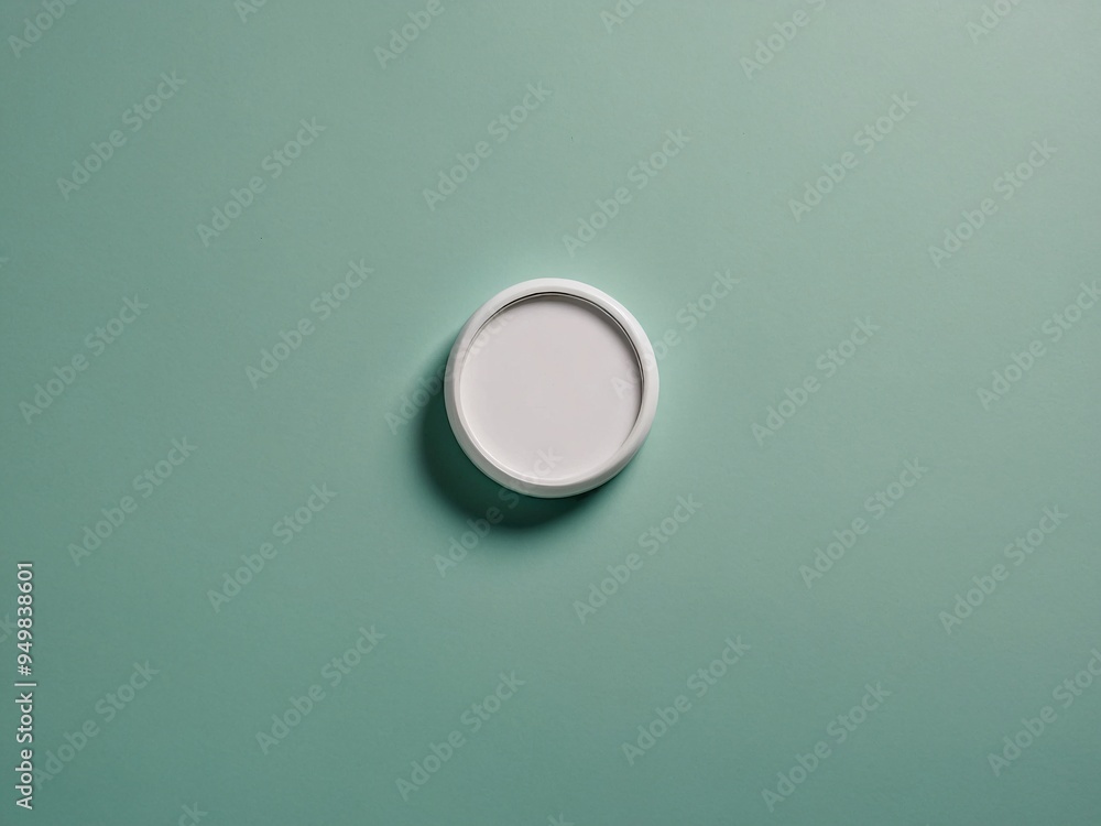 Poster a light mint background featuring a small white circle in the top right, emphasizing a clean and min