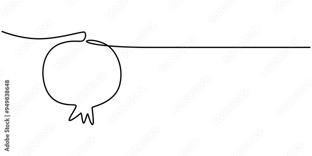 Poster pomegranate in continuous single one line drawing. one line drawing of fruit. happy shana tova fruit