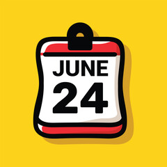 24 june calender color icon page year concept. number date text design.