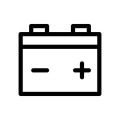 Car battery icon in black, outline style and transparent background