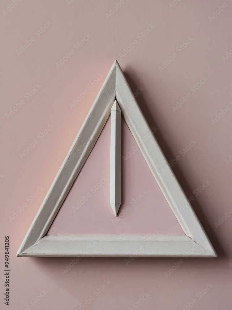 Poster a light pastel pink canvas with a small white triangle in the corner, emphasizing a subtle minimalis