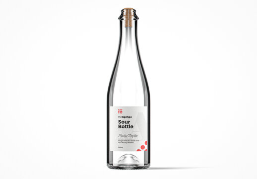 Clear Glass Sour Bottle Mockup