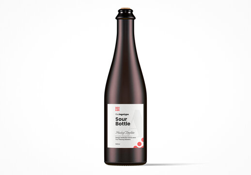 Matte Amber Glass Sour Bottle Mockup
