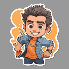 Boy Cartoon sticker Victor illustration