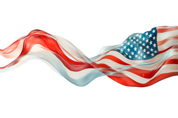 USA flag fluttering on transparent background