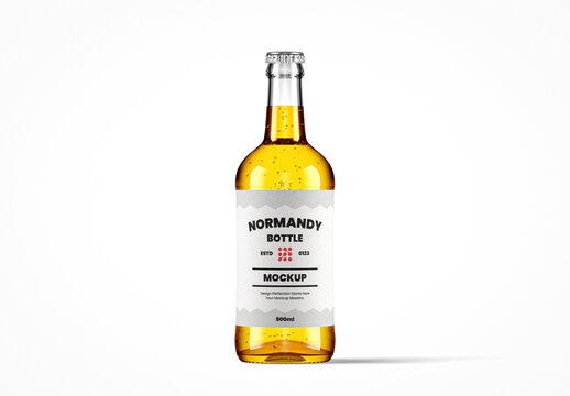 Filled Glass Normandy Bottle Mockup