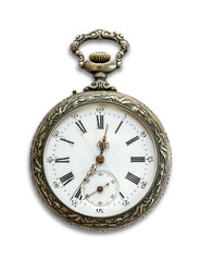 Pocket watch with shadow isolated on transparent background