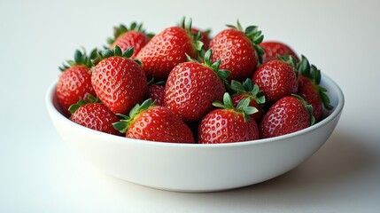 A bowl of fresh, juicy strawberries, isolated on a white background