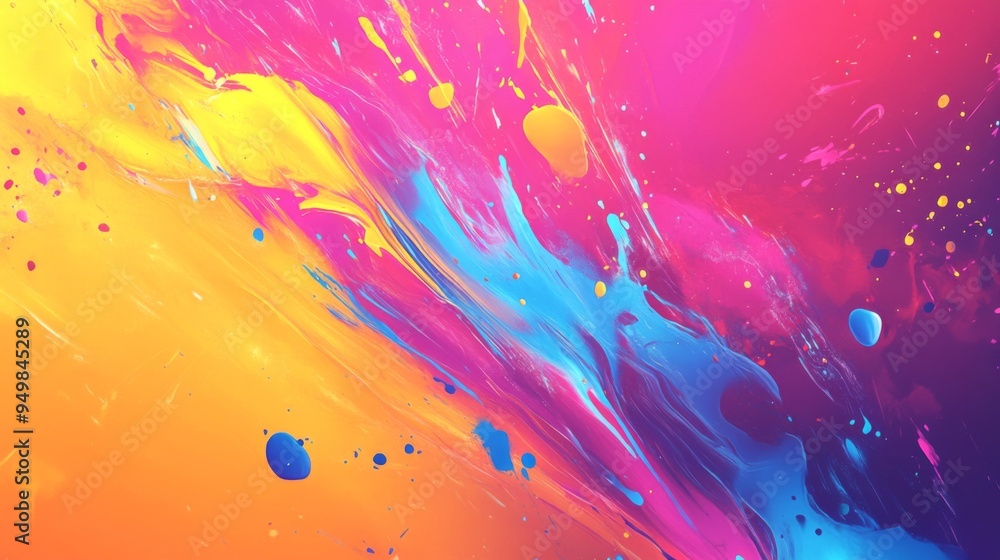 Aufkleber A bright and energetic abstract background with splashes of color and dynamic shapes, designed to evoke creativity and inspiration.